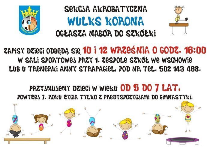 Nabór do szkółki akrobatycznej Korony Wschowa