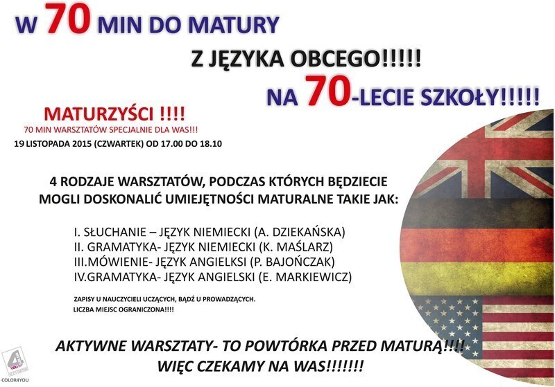 70 minut do matury na 70-lecie szkoły