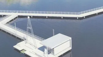 Wyciąg do nart wodnych na wiosnę