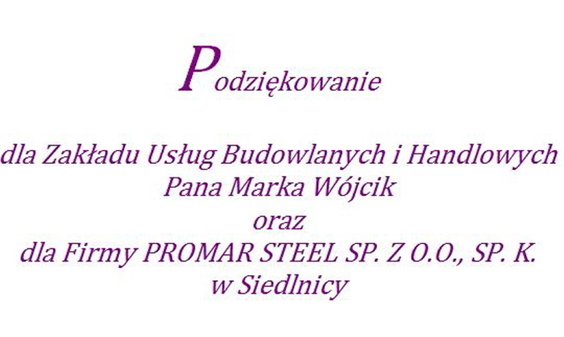 Szlichtyngowa Podziękowania za przewiezienie żywności