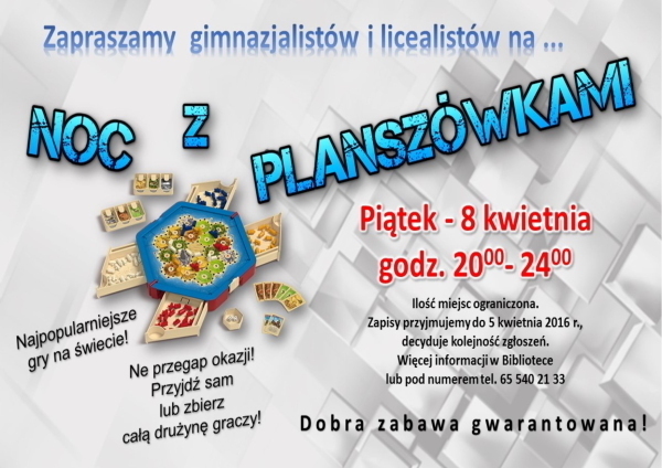 Druga noc z planszówkami w Bibliotece Publicznej