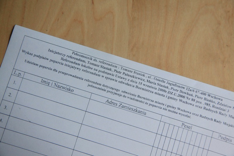 Zabrano listę z poparciem referendum grozi za to 3 lata więzienia