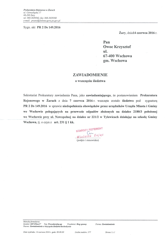 Trwa śledztwo w sprawie niedopatrzenia obowiązków w UMiG Wschowa