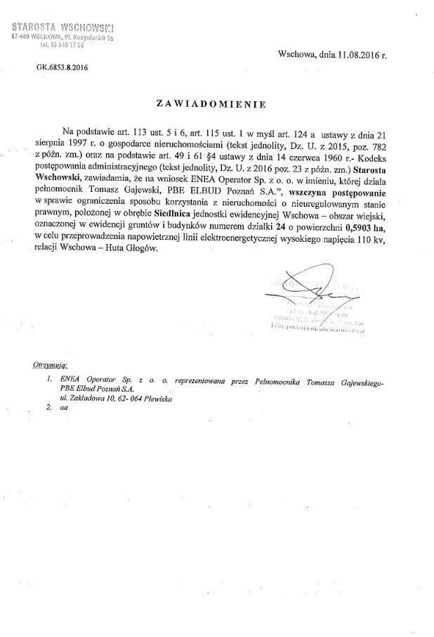 Informacja ze Starostwa Powiatowego