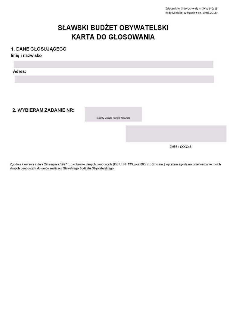 Rusza głosowanie w I Sławskim Budżecie Obywatelskim