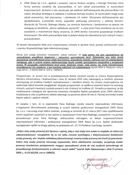 Prezes Kazimierz Kęs daje czas do końca marca na publikację wyjaśnień. Co zrobi radny Paweł Żygadło