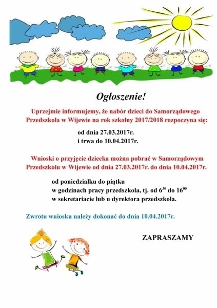 Rusza nabór do przedszkola w Wijewie