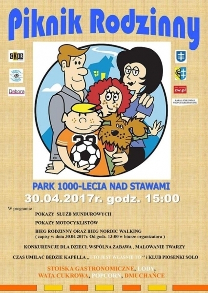 Piknik rodzinny w parku nad stawami