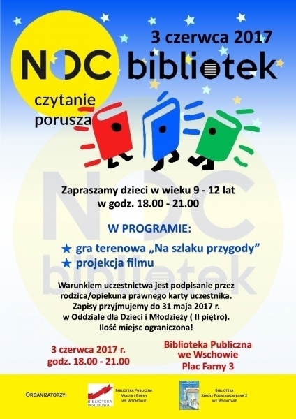 3 czerwca Noc bibliotek we Wschowie. Zapisy do 31 maja