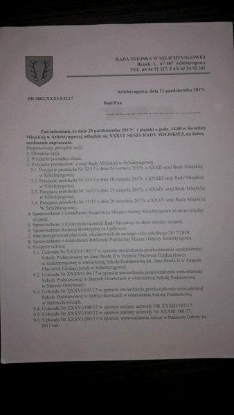 W piątek sesja Rady Miejskiej w Szlichtyngowej