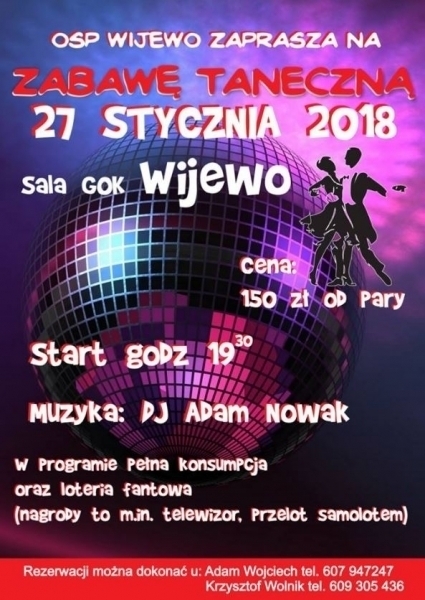 OSP Wijewo zaprasza na zabawę taneczną