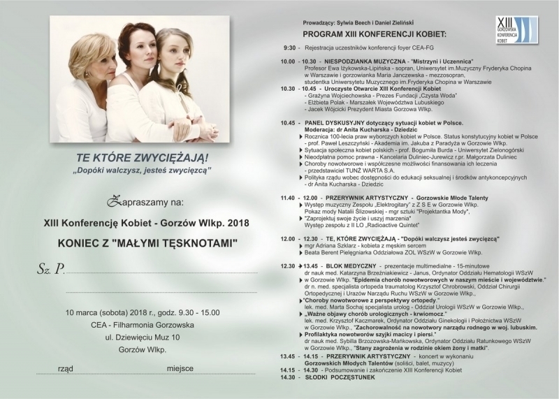 Zaproszenie do udziału w XIII Gorzowskiej Konferencji Kobiet