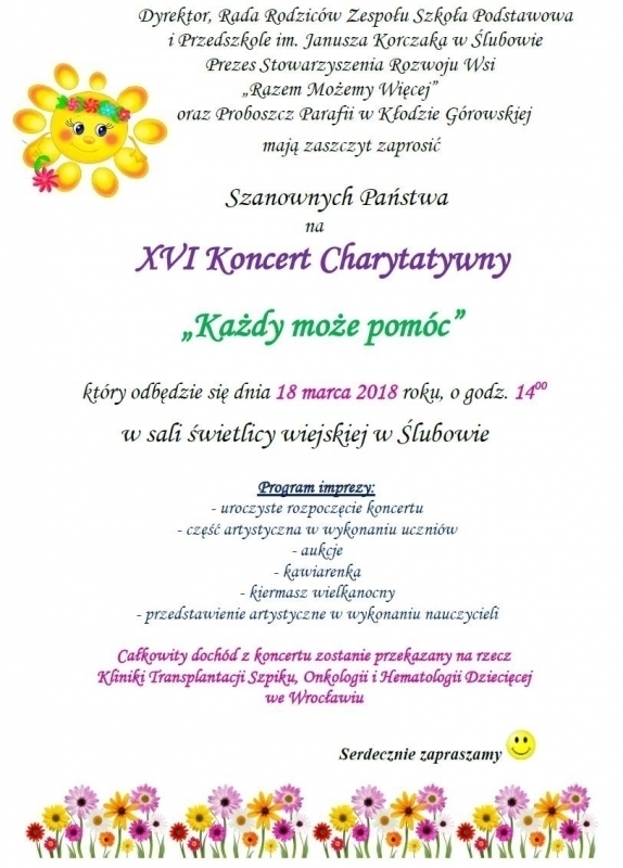 Koncert charytatywny w Ślubowie