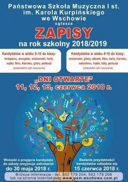 Państwowa Szkoła Muzyczna we Wschowie zaprasza dzieci i młodzież do nauki