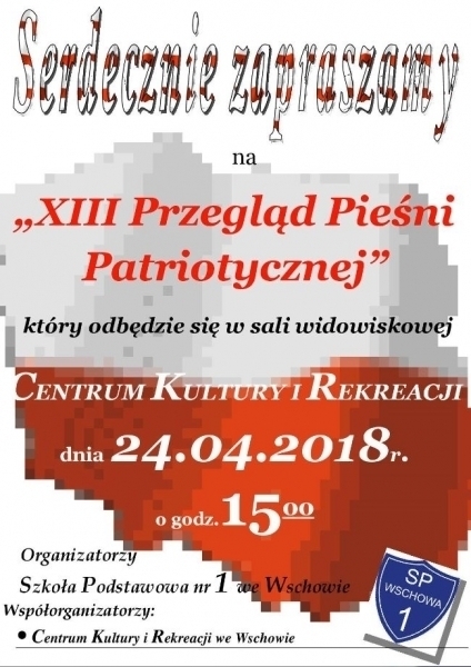 Zaproszenie na XIII Przegląd Pieśni Patriotycznej