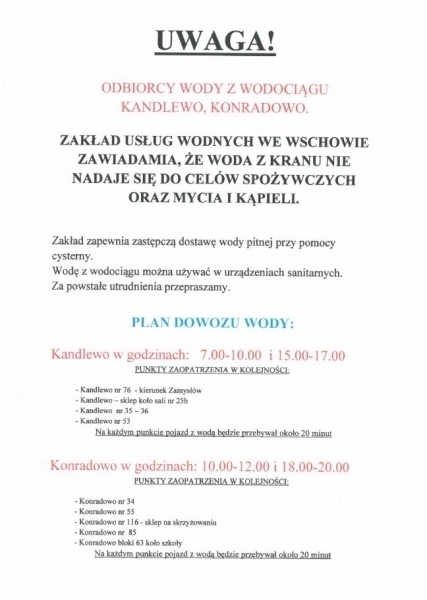 Ważny komunikat dla Kandlewa Kowalewa Konradowa i Jędrzychowic