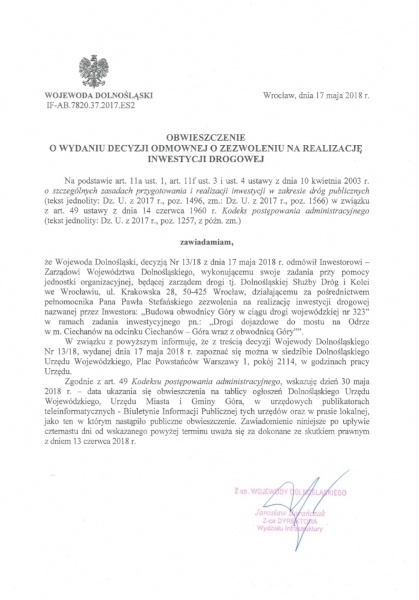 Czy obwodnica Góry wreszcie powstanie