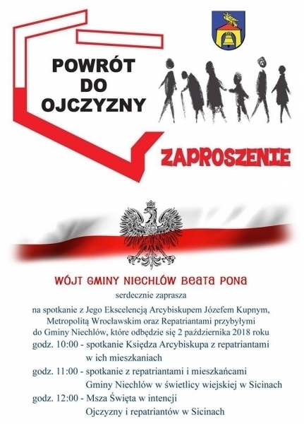 Spotkanie z Arcybiskupem oraz Repatriantami przybyłymi do gminy Niechlów
