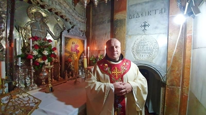O. Maciej Olszewski OFM kapelan wschowskiej Policji z policyjną misją w Jerozolimie