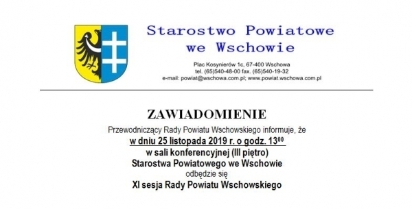 XI sesja Rady Powiatu Wschowskiego