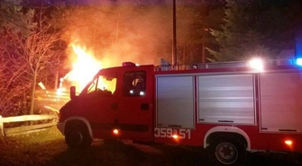 Pożar domku letniskowego