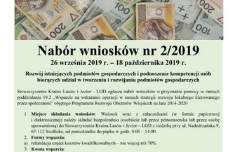 Nabór wniosków na rozwój działalności gospodarczej i projekty grantowe