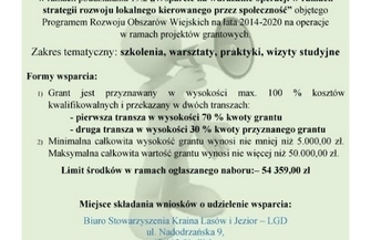 Nabór wniosków na rozwój działalności gospodarczej i projekty grantowe