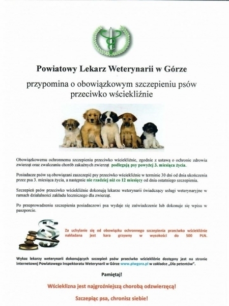Obowiązkowe szczepienie psów przeciwko wściekliźnie