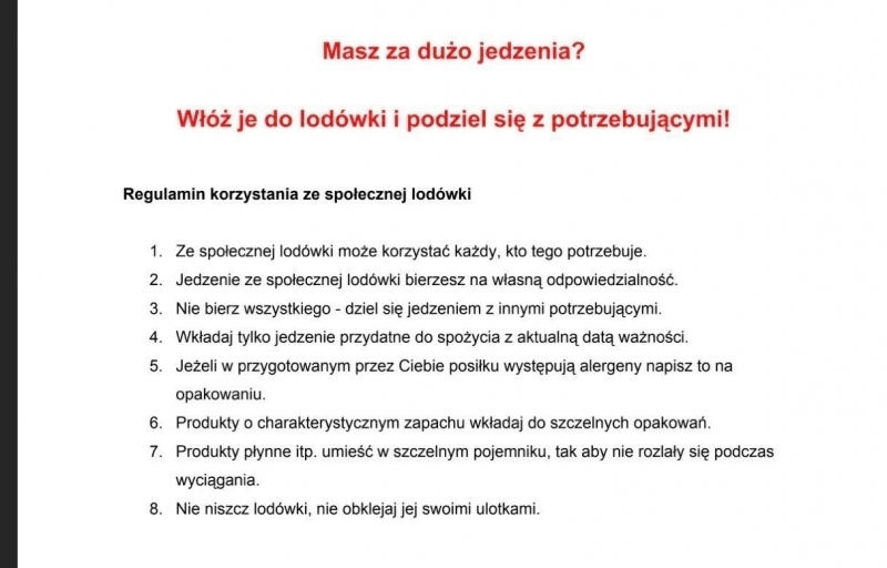 Społeczna lodówka we Wschowie