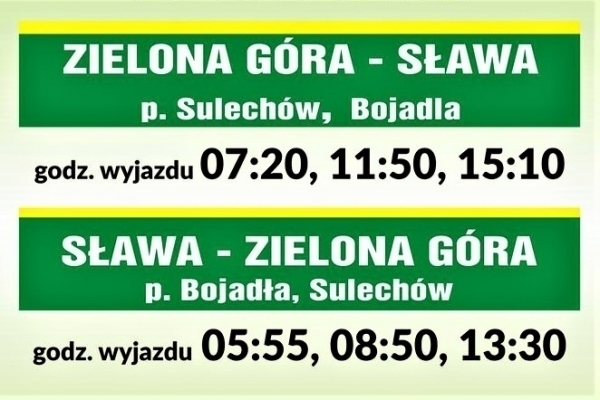 Autobusowe połączenie Sławy z Zieloną Górą.