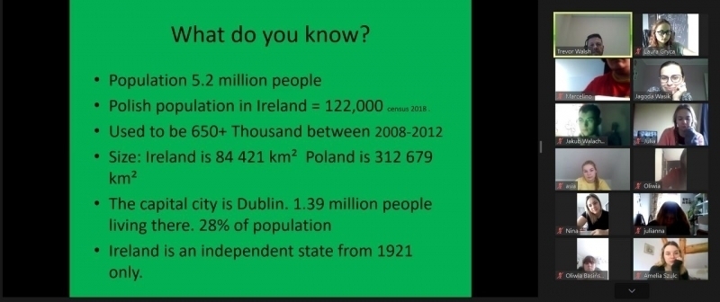 Rodowity Irlandczyk na lekcji w Zanie