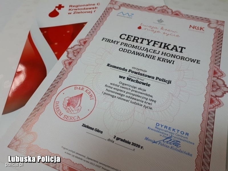 Policyjni krwiodawcy wyróżnieni