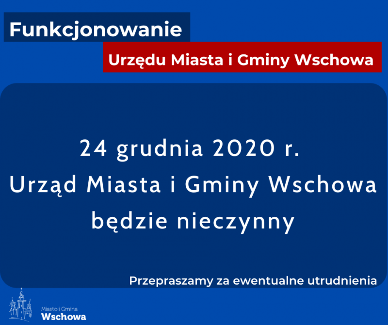 Urząd Miasta i Gminy nieczynny w Wigilię