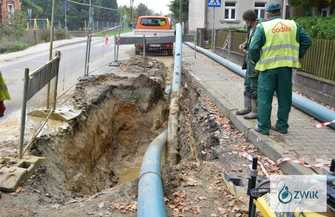 Prace przy sieci wodno-kanalizacyjnej w Krążkowie