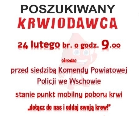 Zapraszamy na policyjną akcję zbiórki krwi