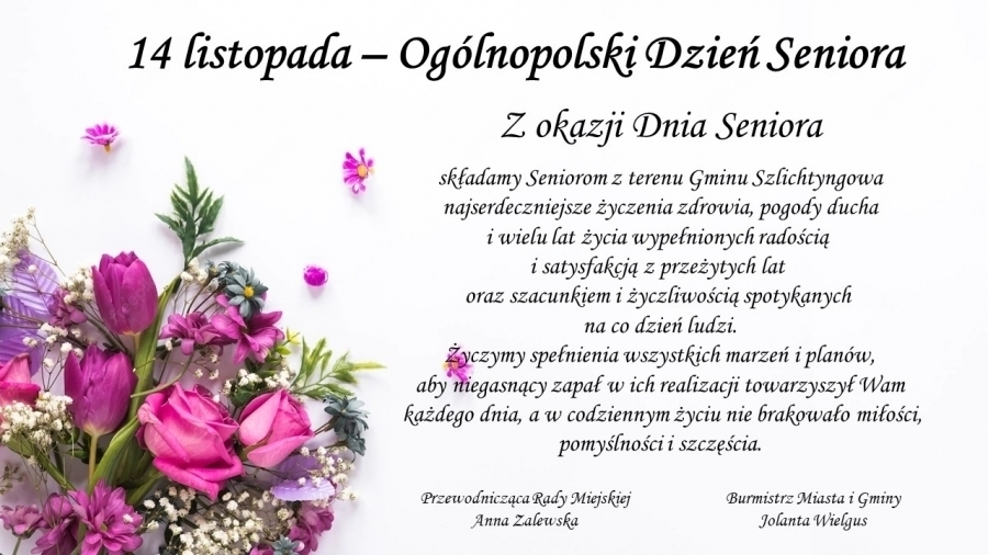 Zdjęcie 1: Życzenia Burmistrz Wielgus i Przewodniczącej Zalewskiej z okazji Dnia Seniora