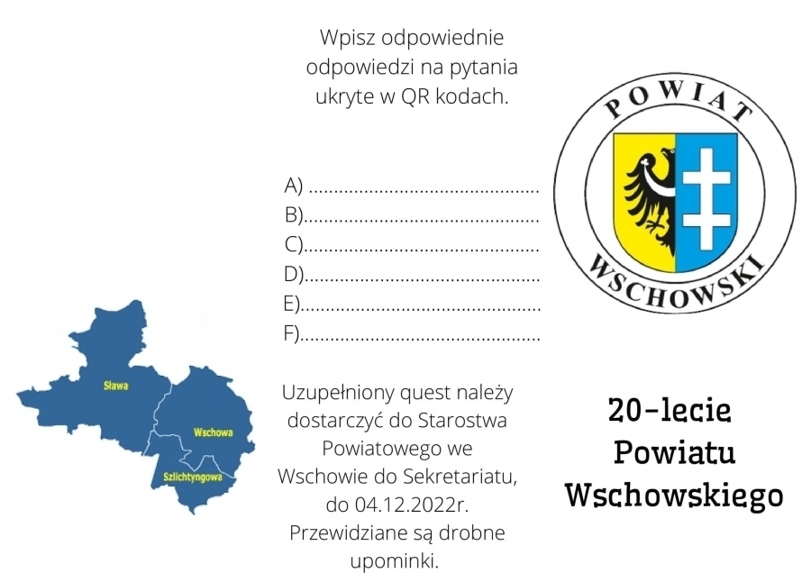 Zdjęcie 1: Quest z okazji 20-lecia Powiatu Wschowskiego