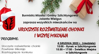 Zapraszamy na uroczyste rozświetlenie choinki na rynku w Szlichtyngowie
