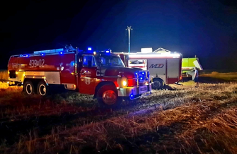 Pożar kombajnu w Starym Strączu ZDJĘCIA