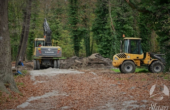 Prace w sławskim parku