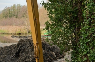 Prace w sławskim parku