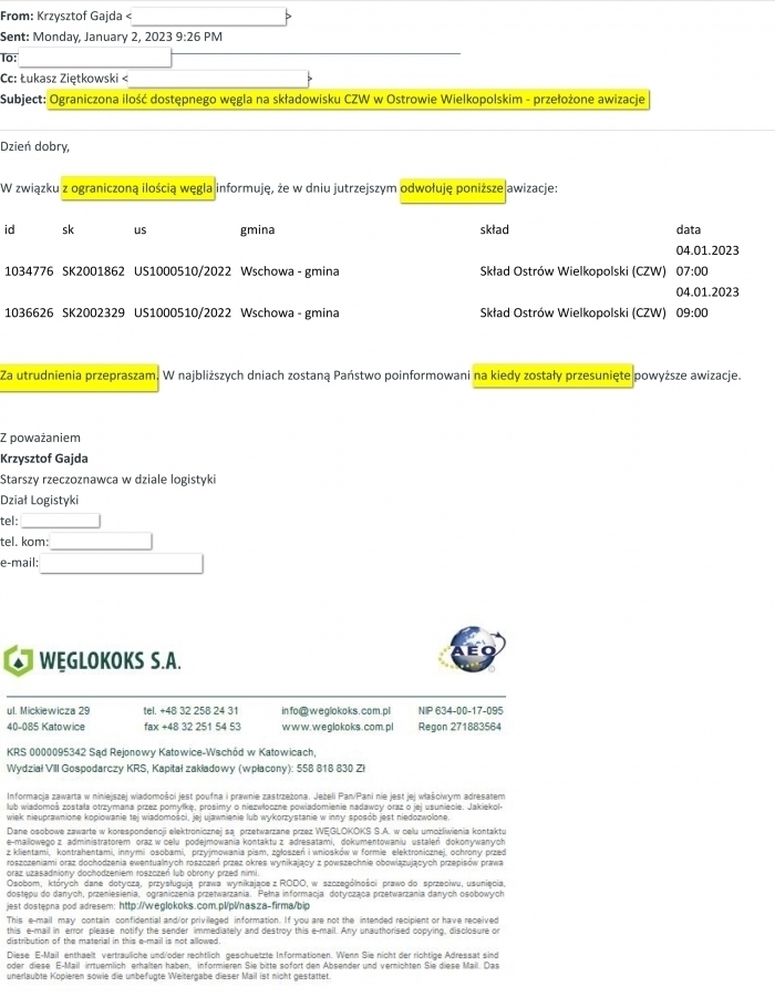 Biuro Prasowe UMiG Wschowa odpowiada na sprostowanie Węglokoksu