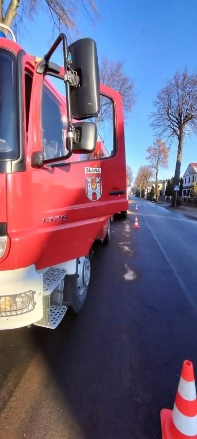 Kierowca forda wpadł w płot i znak drogowy.