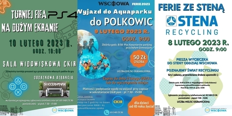Ferie z CKiR wyjazd do aquaparku turniej FIFA na wielkim ekranie oraz wycieczka do Steny