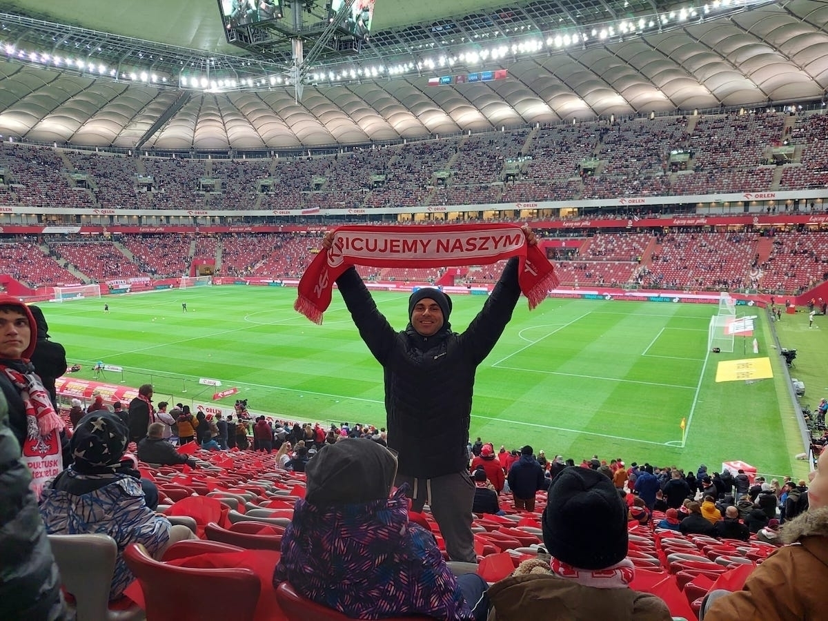 Uczniowie z SOSW na meczu Polska-Albania.