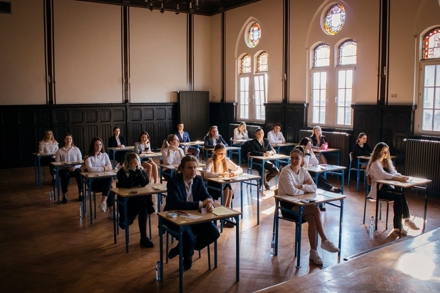 Matura 2023. Uczniowie pisząegzamin z j. polskiego
