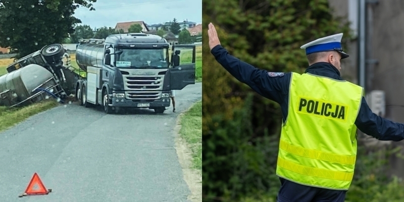 Trasa Wschowa-Konradowo zablokowana. Przewróciła sięcysterna