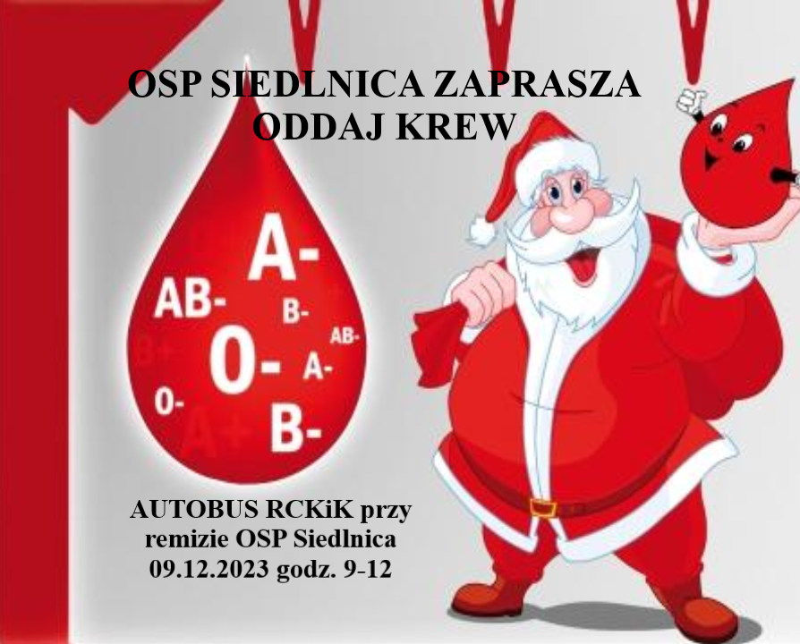 Druhowie z Siedlnicy zapraszają na mikołajkowązbiórkękrwi