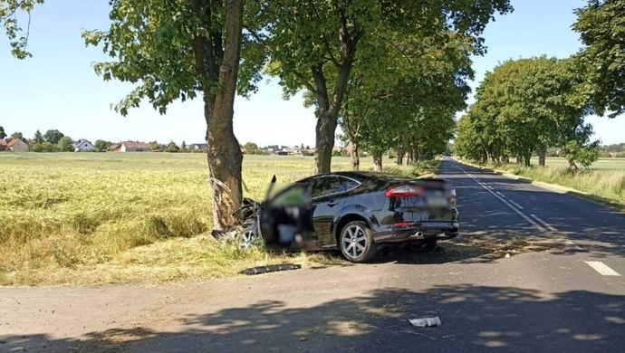 Tragiczny wypadek na trasie Konradowo - Stare Drzewce. Kierowca Forda nie przeżył
