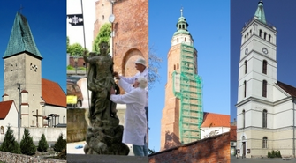 Wschowska fara i fontanna miejska oraz kościoły w Sławie i Konradowie